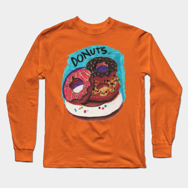 Colorful Donuts Long Sleeve T-Shirt by Mila-Ola_Art